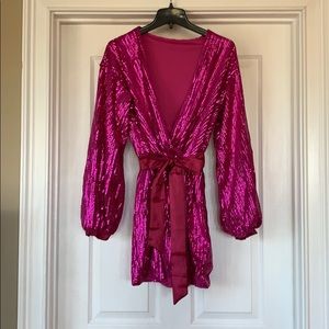 NEW wrap hot pink sequin dress!